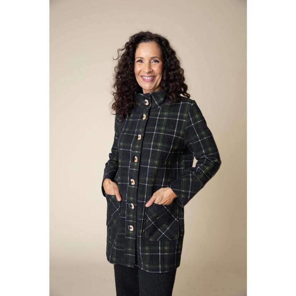 NWT - Habitat Speckle Knit Plaid Car Coat - Size XS